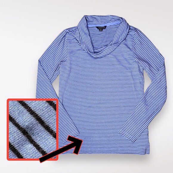 Lands’ End Blue Striped Cowl Neck Pullover Long Sleeve Shirt XS - Picture 8 of 8